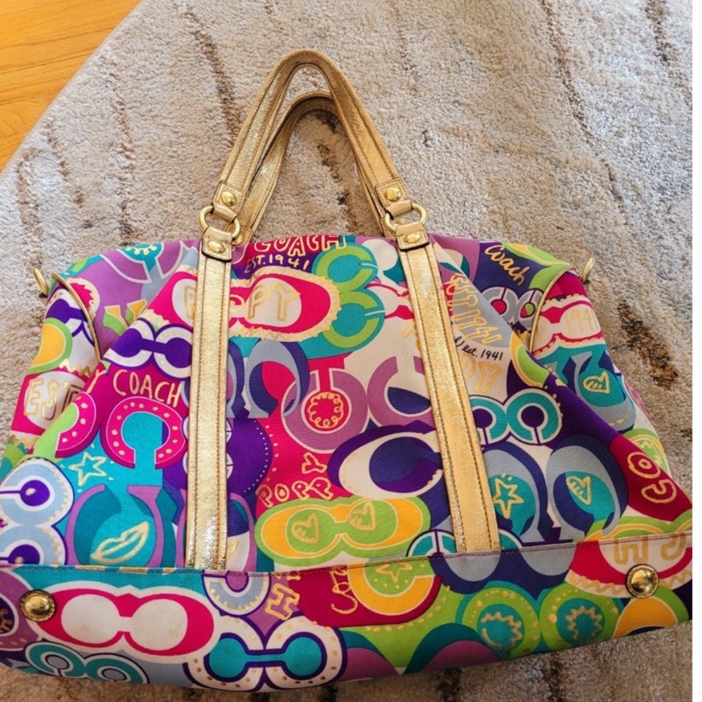 Coach duffle bag multi color. Very nice and clean